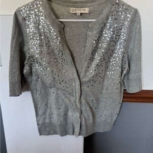 Jones New York Gray Sequin Sweater